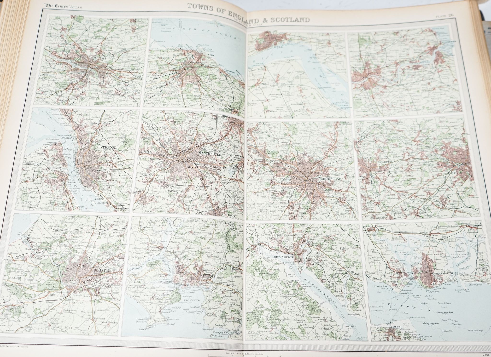 The Times bound atlas, 1921, half calf